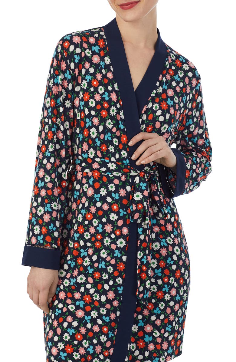 Kate Spade New York print short robe, Alternate, color,