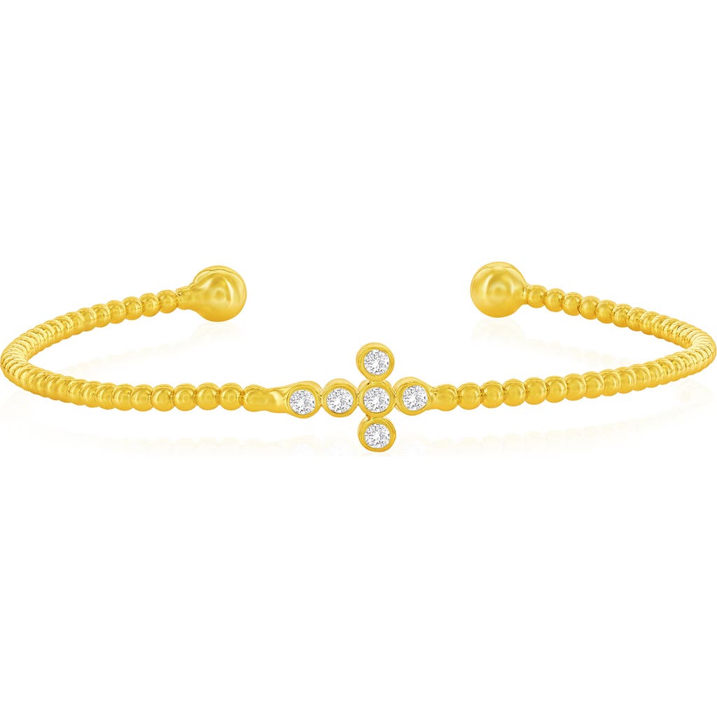 Simona Cubic Zirconia Sideways Cross Bracelet In Gold