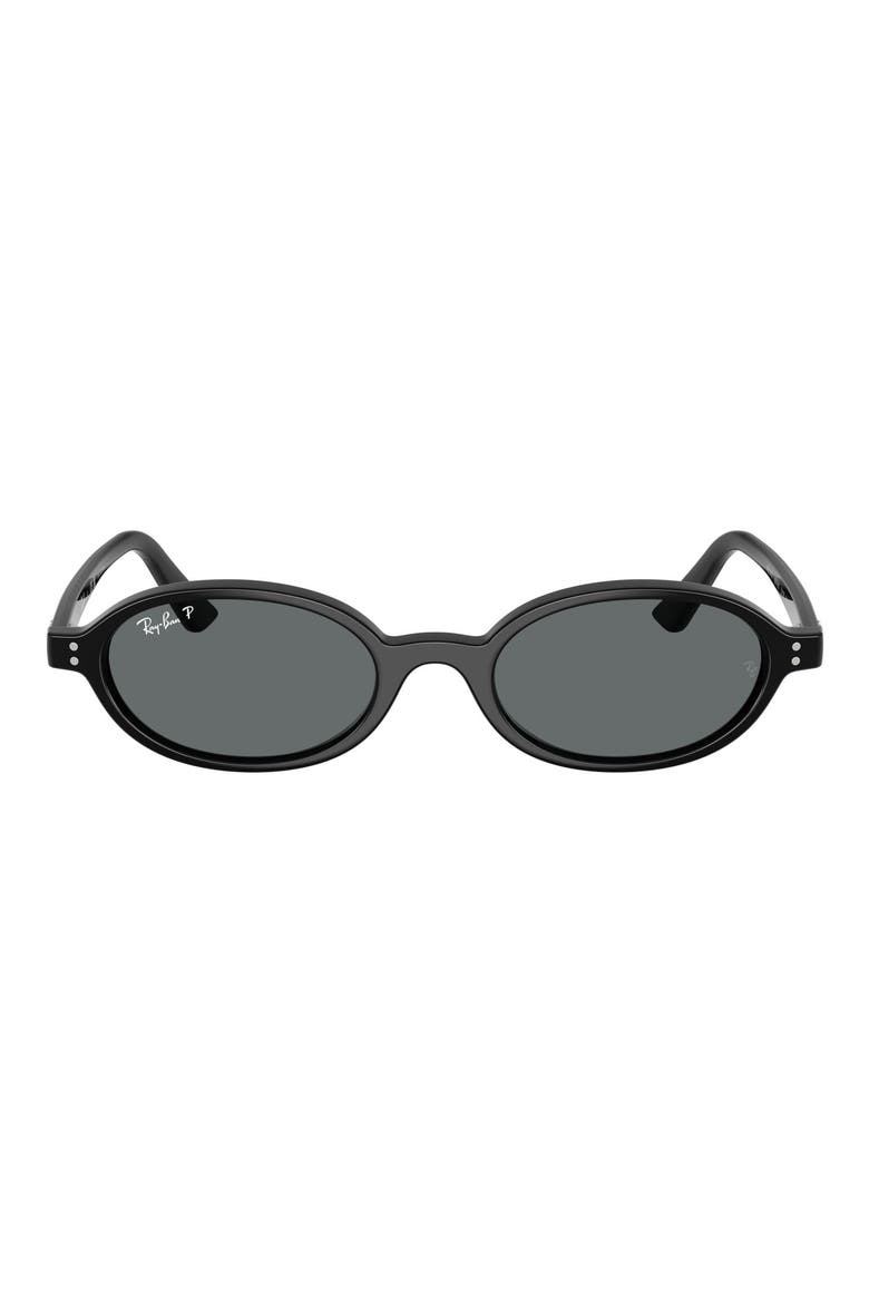 51mm Polarized Oval Sunglasses, Main, color, BLACK / DARK GREY POLAR