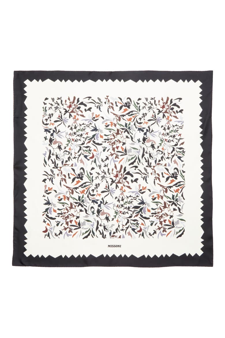 Floral Print Silk Square Scarf, Alternate, color, 0001 CREAM MULTI