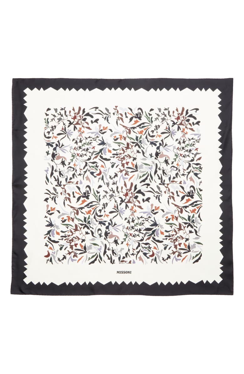 Missoni Floral Print Silk Square Scarf, Alternate, color, 0001 Cream Multi