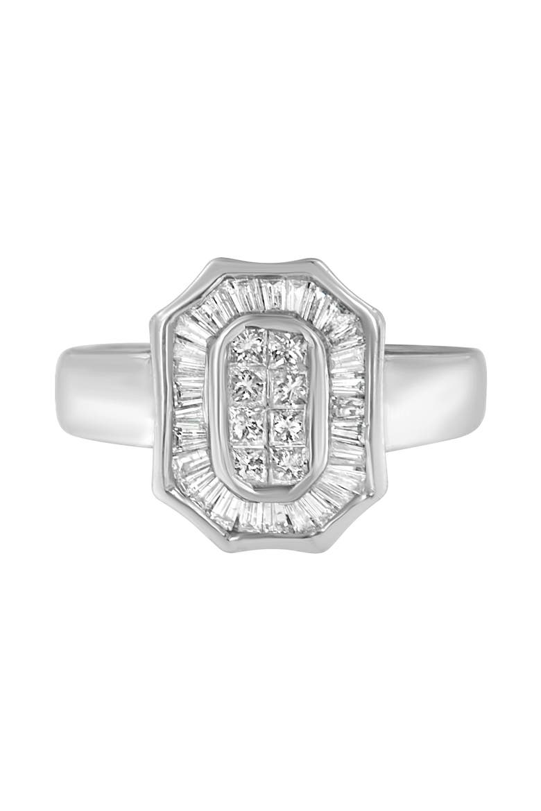 14K White Gold 1.00 Cttw Diamond Cocktail Art Deco Style Ring, Main, color, White