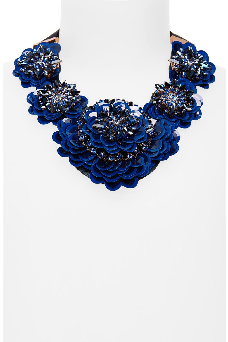 snowy nights sequin statement necklace, Alternate, color, NAVY MULTI