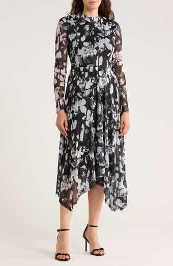Ellen Tracy Floral Long Sleeve Fit & Flare Dress