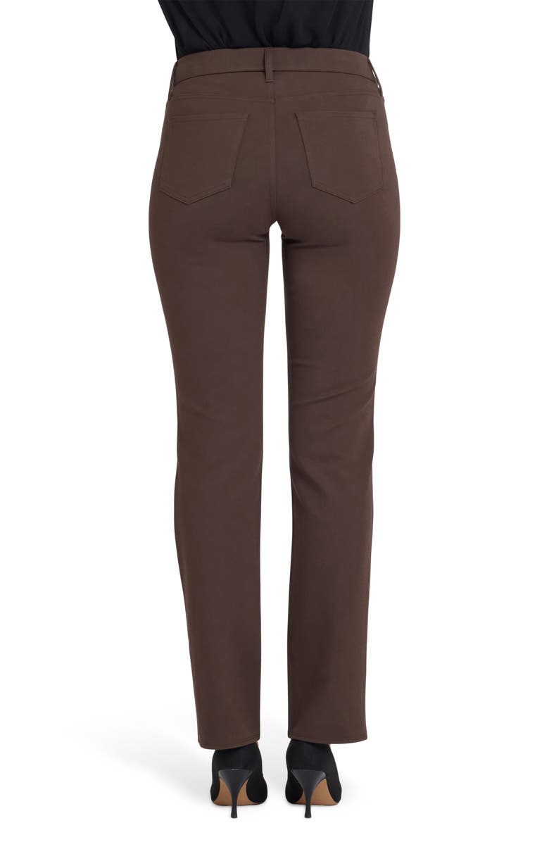 NYDJ Marilyn Straight Leg Mixed Media Faux Leather Pants, Alternate, color, Coffee Bean