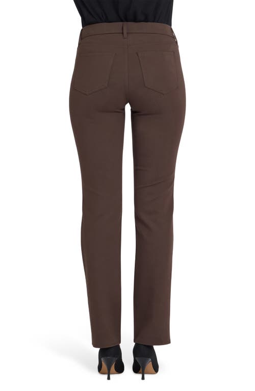 Nydj Marilyn Straight Leg Mixed Media Faux Leather Pants In Brown