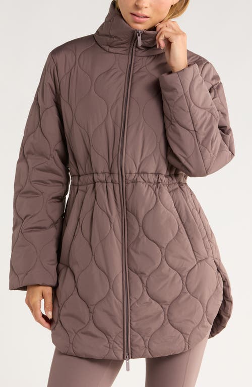 Zella Skyline Longline Quilted Jacket In Purple