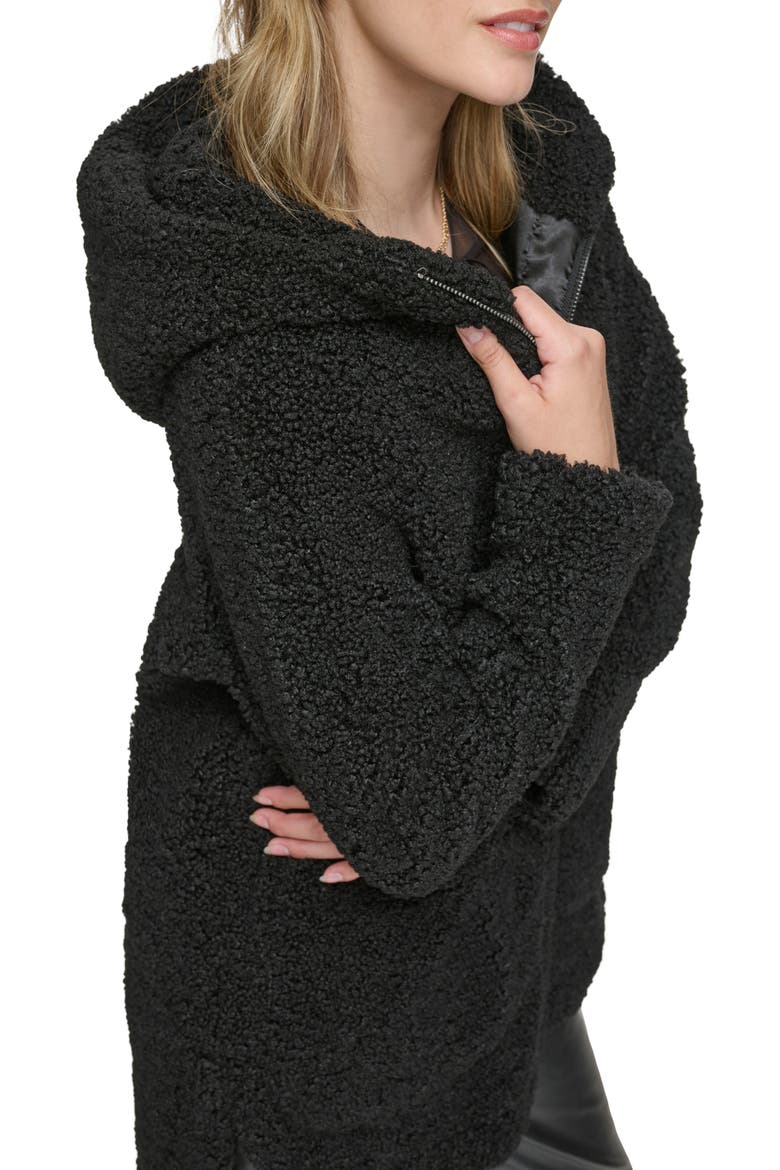 Seneca Faux Shearling Hooded Jacket, Alternate, color, BLACK