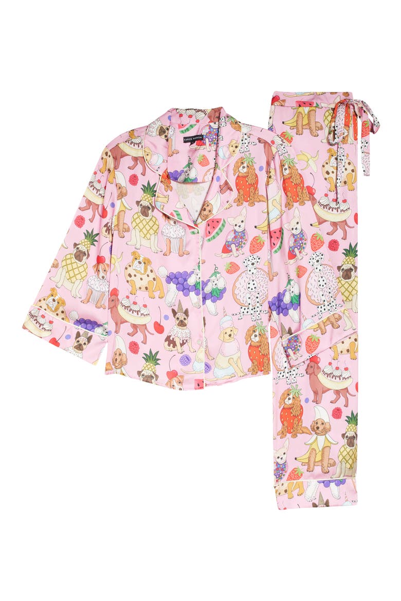 Dessert Dogs Satin Pajamas, Alternate, color, PINK