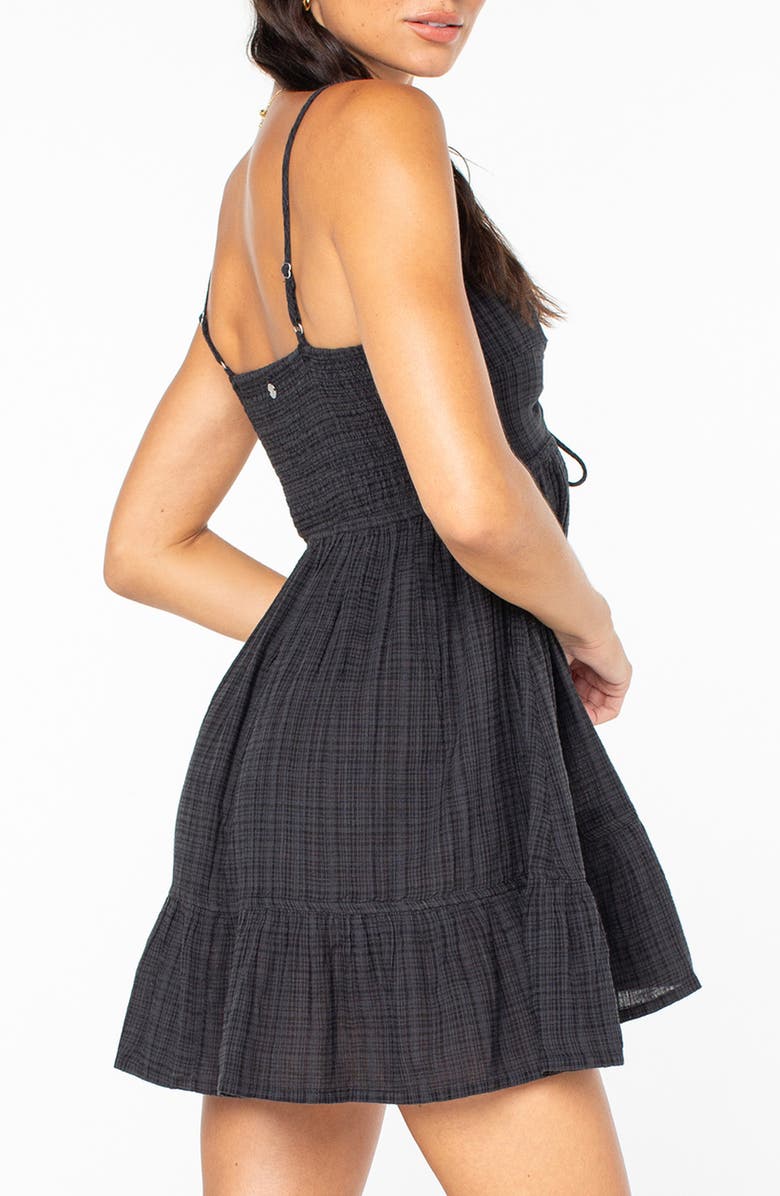 Roxy Jasmine Lace-Up Cotton Blend Sundress, Alternate, color, Anthracite