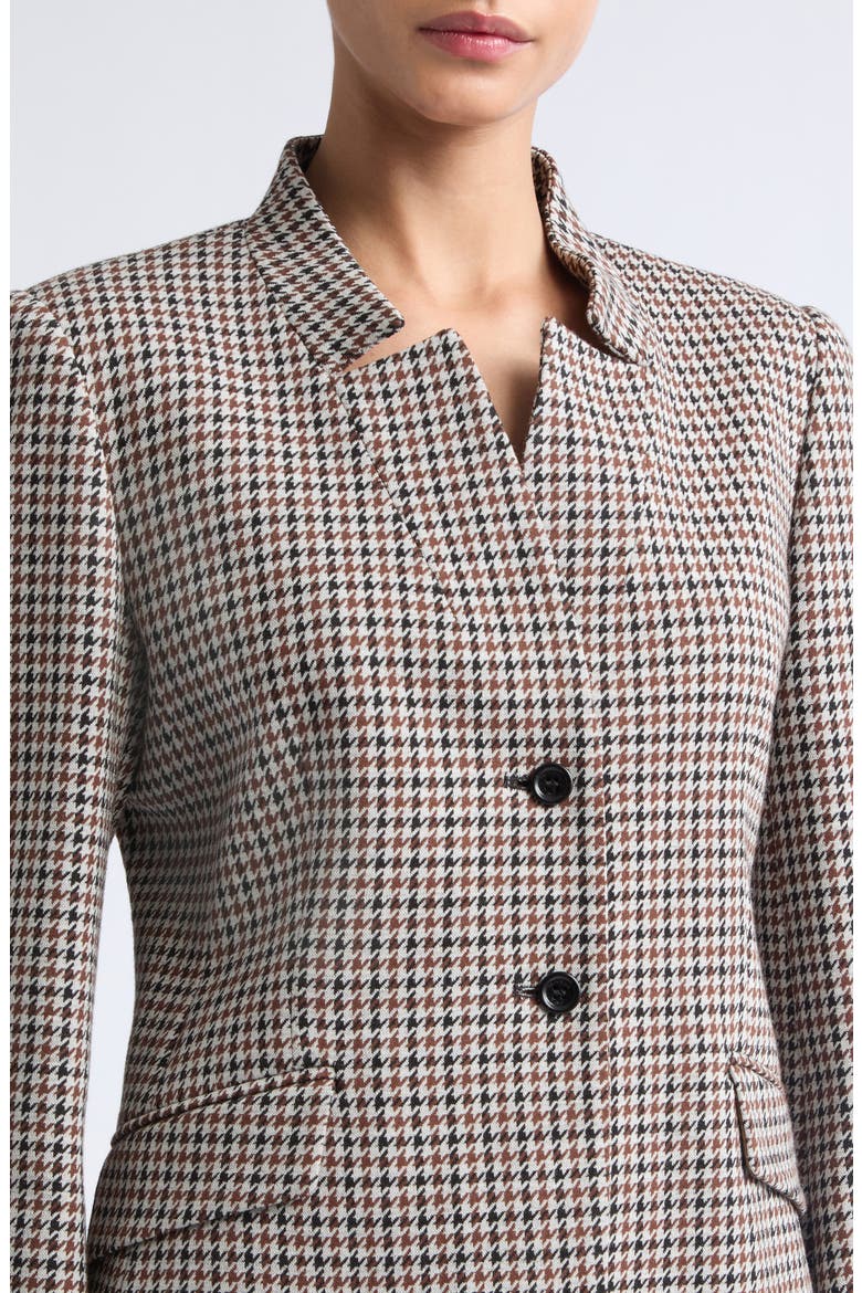 Houndstooth Stand Collar Jacket, Alternate, color, TOBACCO