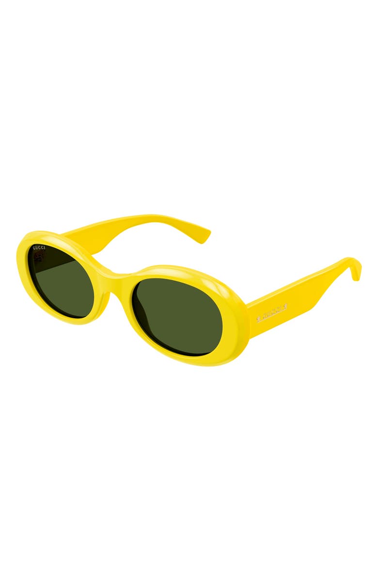 Gucci 52mm Oval Sunglasses, Alternate, color, Yellow