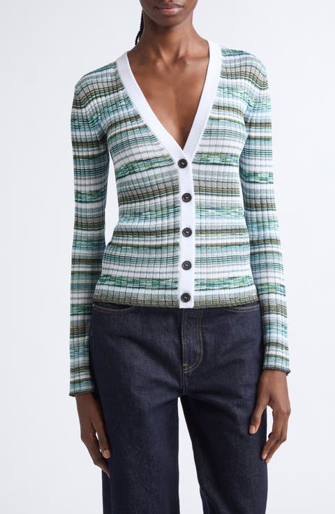 Mixed Stripe Rib Cardigan