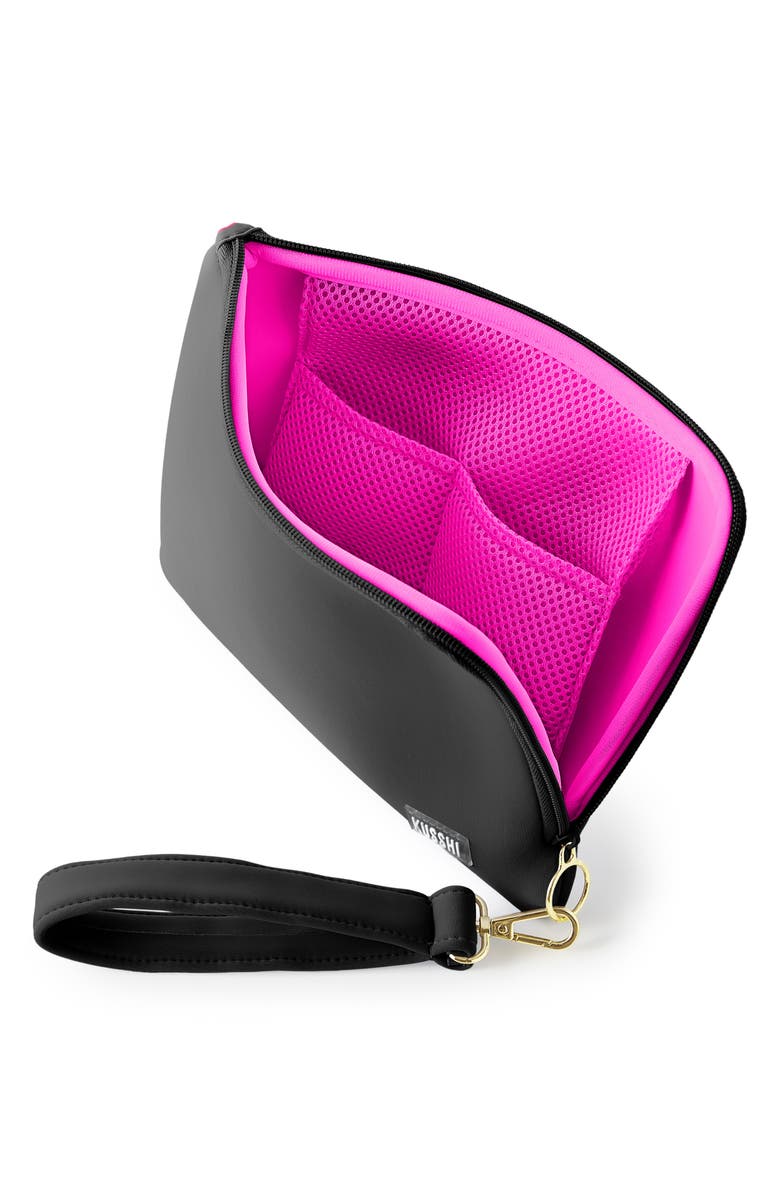 KUSSHI Neoprene Wristlet Clutch, Alternate, color, Black/ Pink