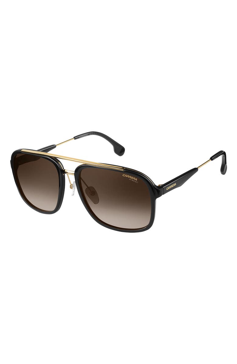 Carrera Eyewear 57mm Gradient Aviator Sunglasses, Alternate, color, Black Gold