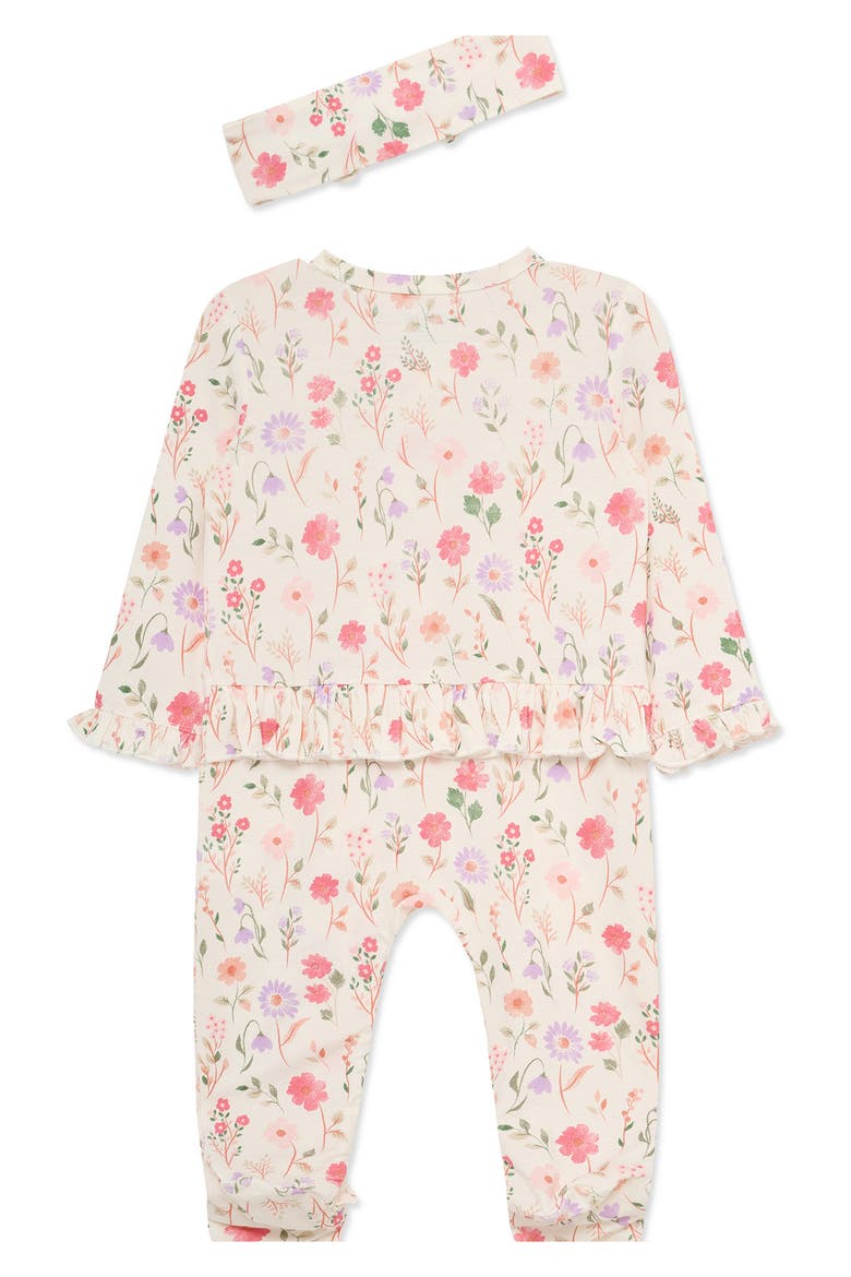 Meadow Floral Stretch Viscose Zip Footie & Headband Set (Nordstrom Exclusive), Alternate, color, FLORAL