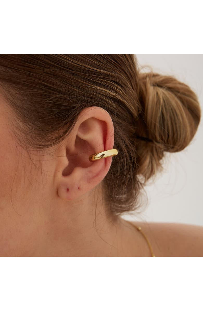 Spero London Chunky Sterling Silver Ear Cuff No Piercing 1 Piece, Alternate, color, Gold