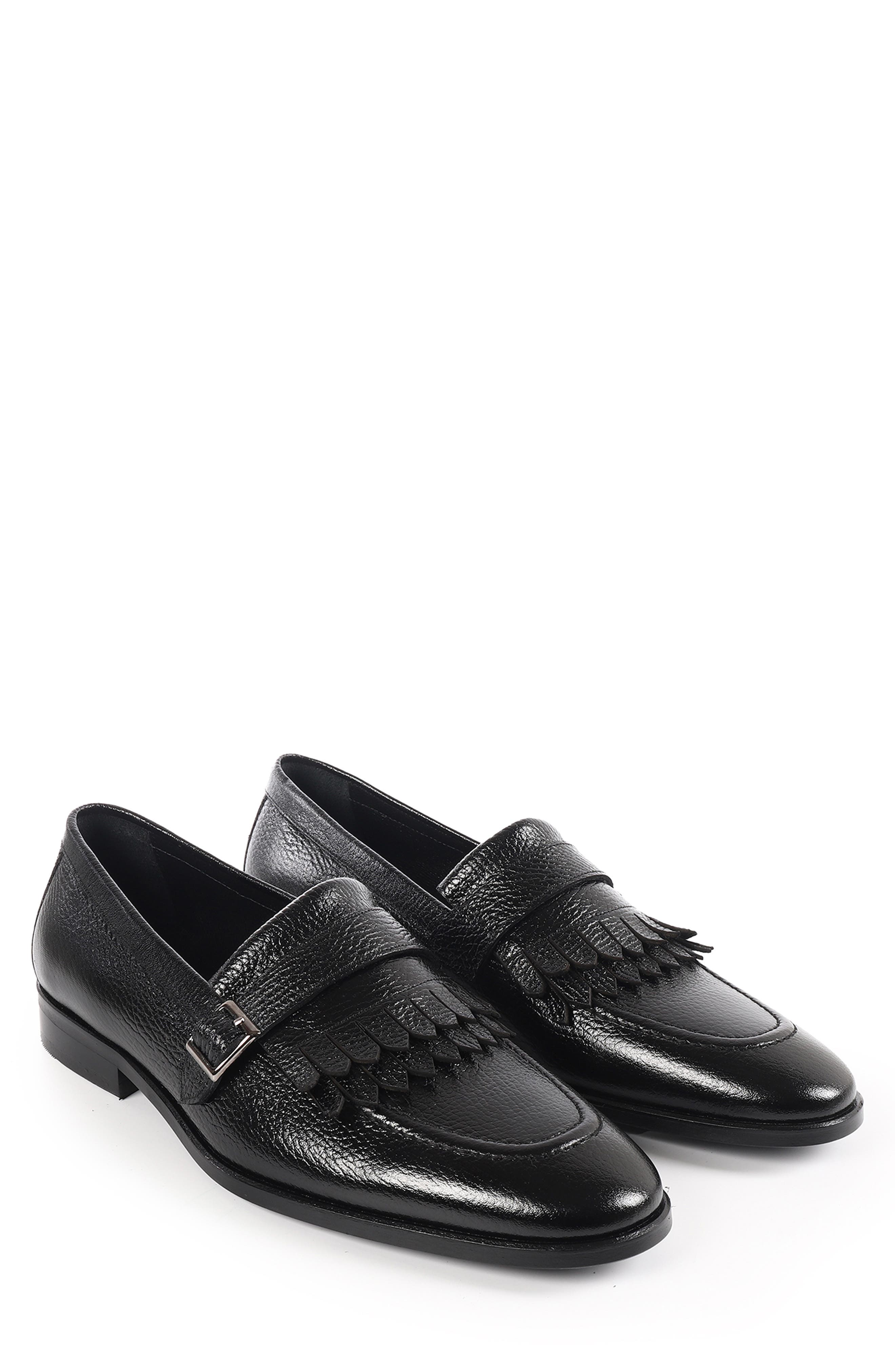 VELLAPAIS Tortoise Kiltie Fringe Loafer, Alternate, color, Black