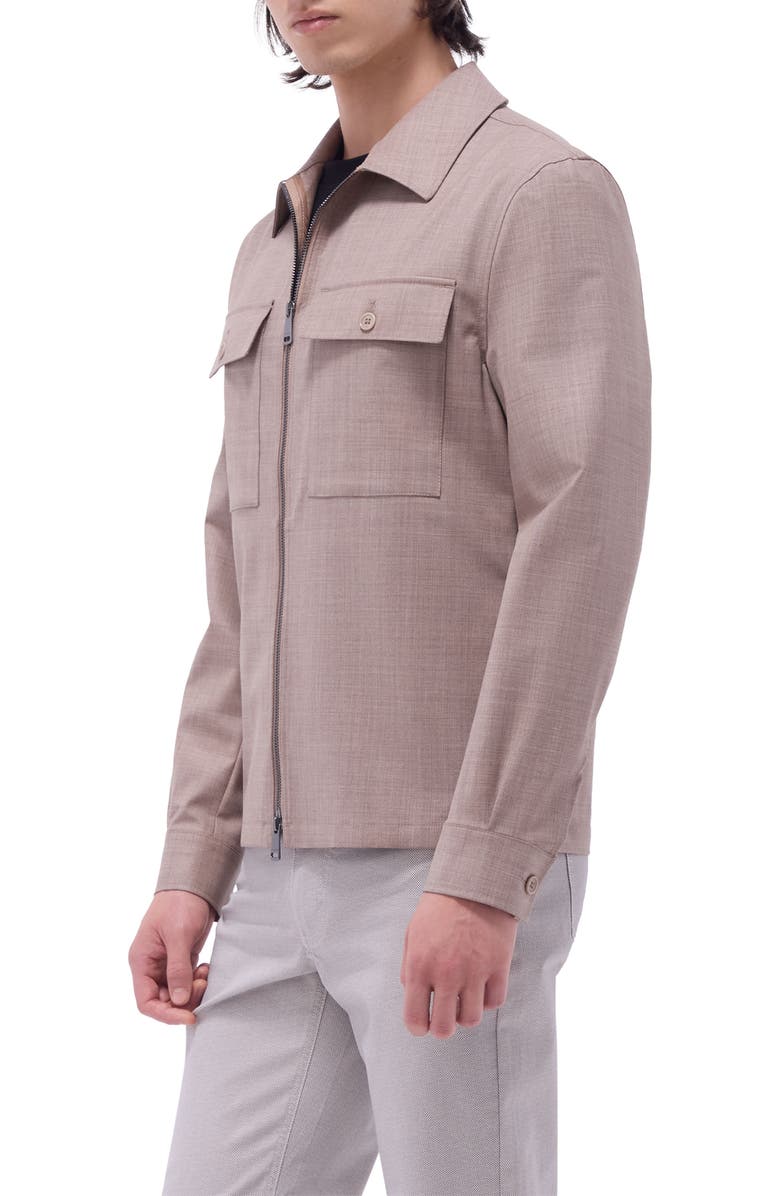 Bugatchi Stretch Wool Zip Shirt Jacket, Alternate, color, Sand
