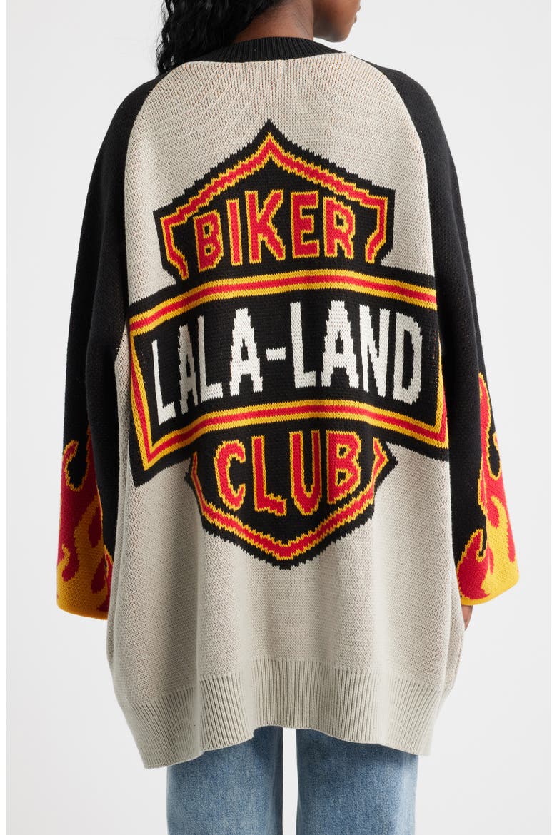 Biker Club Oversize Cardigan, Alternate, color, GREY AND BLACK