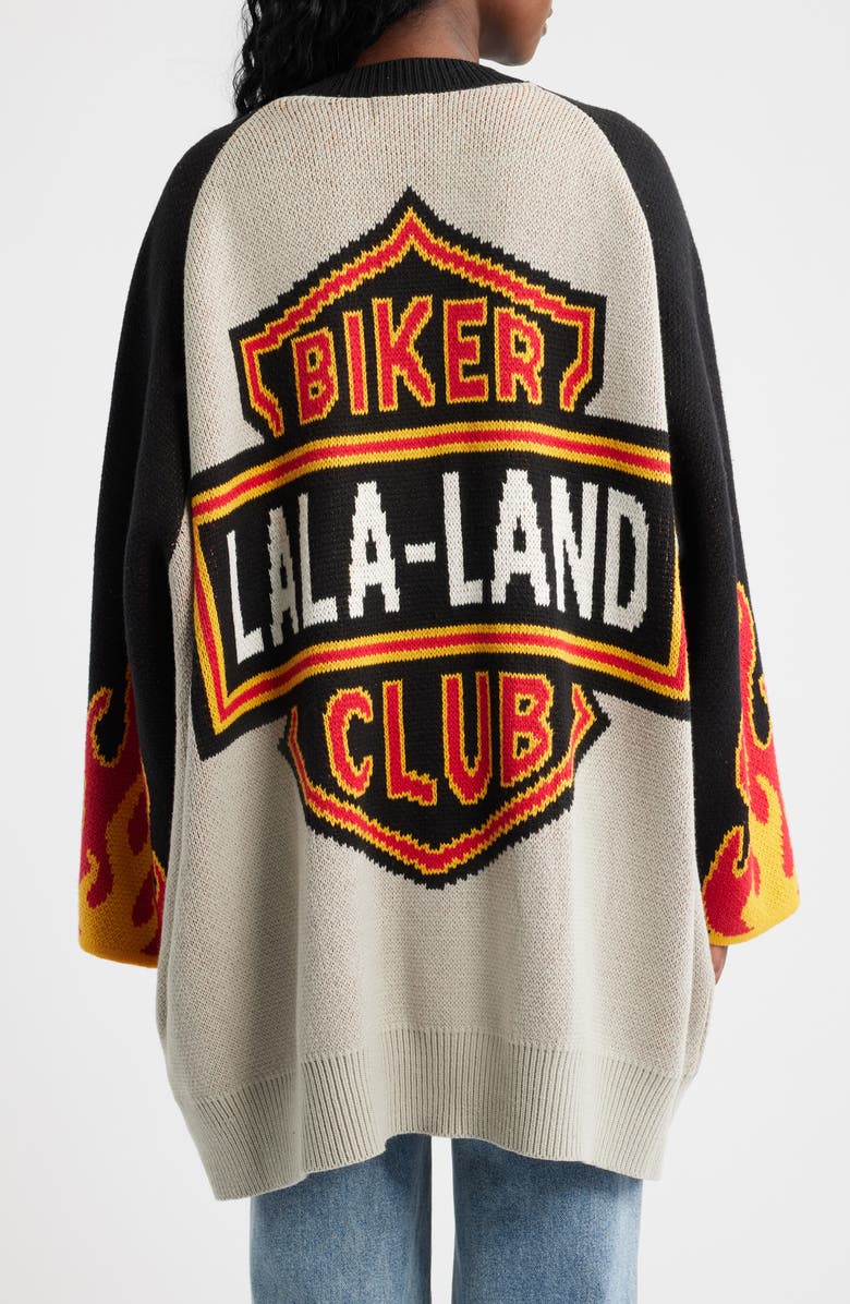 Dressed in Lala Biker Club Oversize Cardigan, Alternate, color, Grey And Black