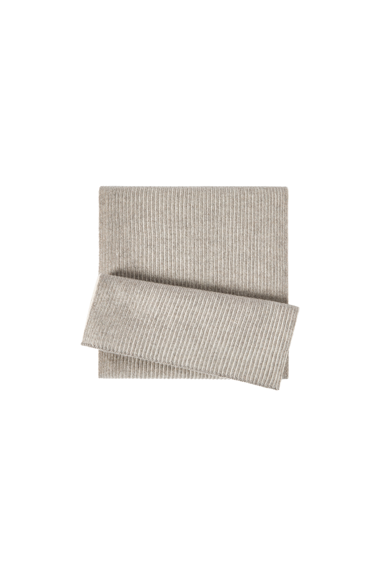 Cashmere English rib vanisé knit scarf, Alternate, color, Light Grey