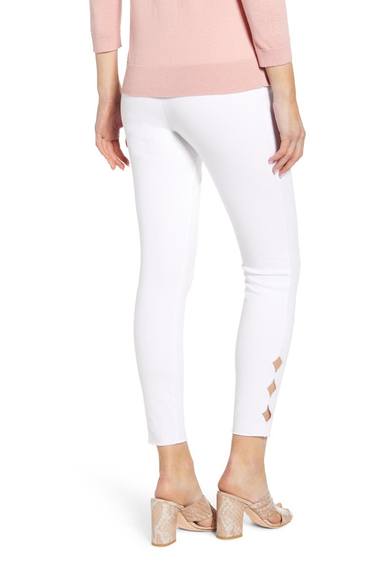 Lyssé Side Scallop Crop Denim Leggings, Alternate, color, WHITE