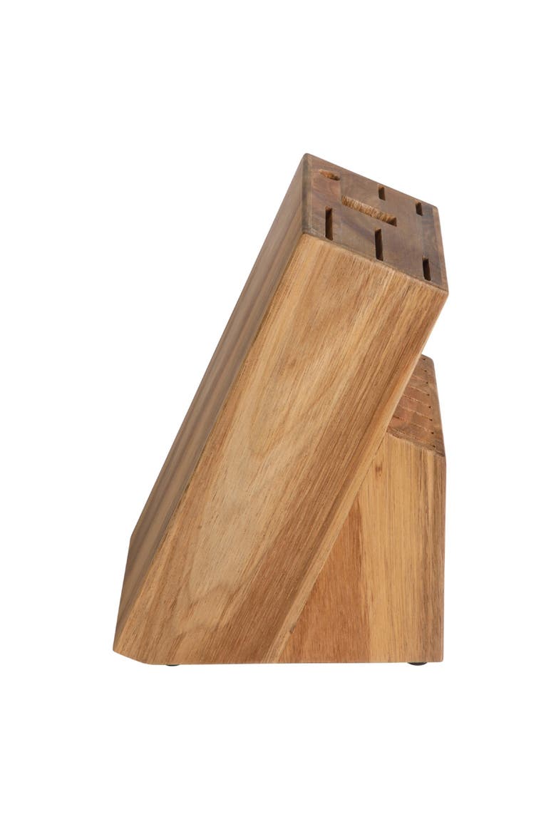 Lockton High-Carbon Stainless Steel Knife Block Set with Acacia Wood Block, Alternate, color, Linen White/Gold