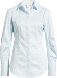 Open Edit Seam Detail Split Back Stretch Cotton Poplin Shirt