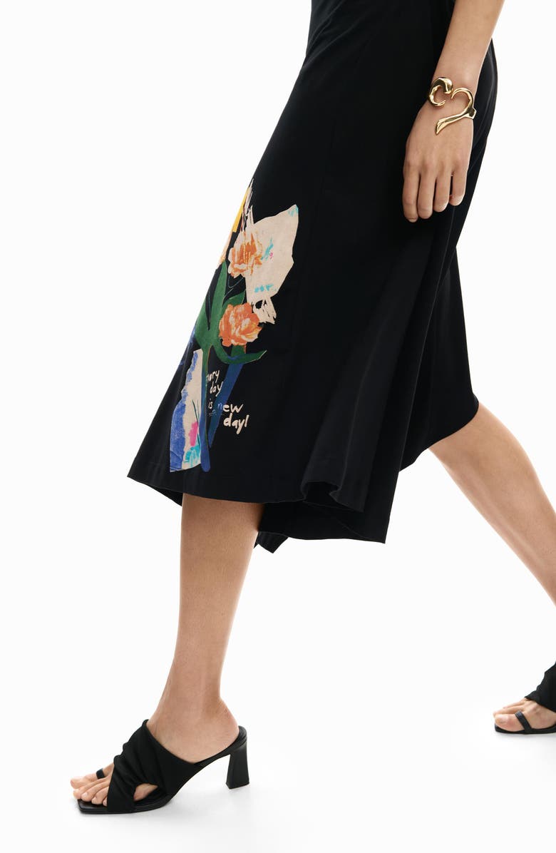 Desigual Asymmetric Sleeveless Dress, Alternate, color, Black