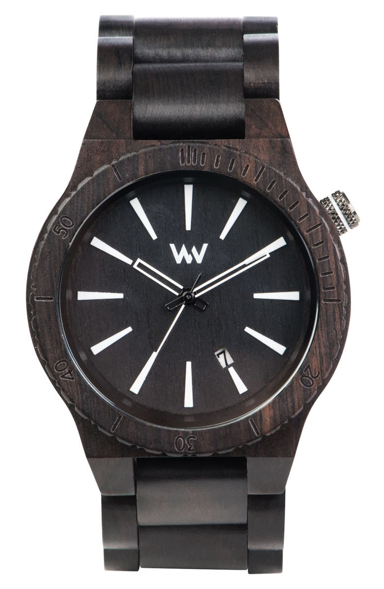 WeWOOD Assunt Wood Bracelet Watch, 46mm, Main, color, 