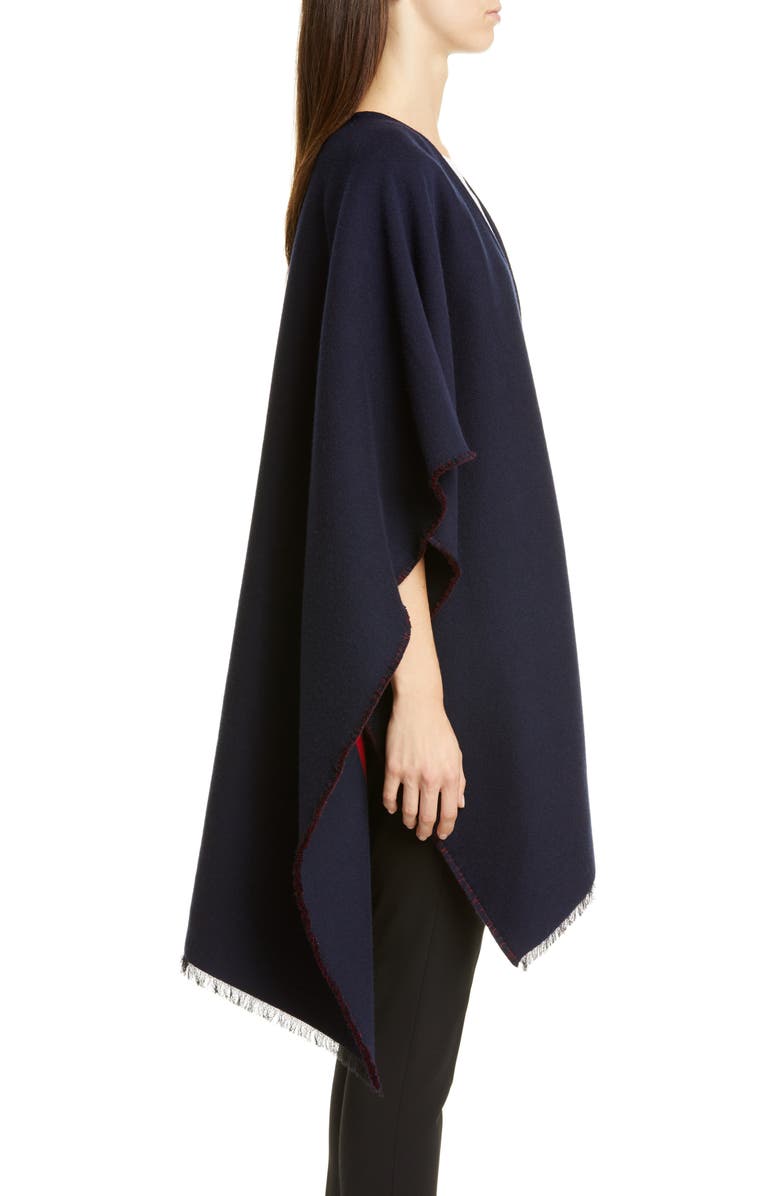 Valentino Garavani Valentino Logo Jacquard Wool & Silk Poncho, Alternate, color,