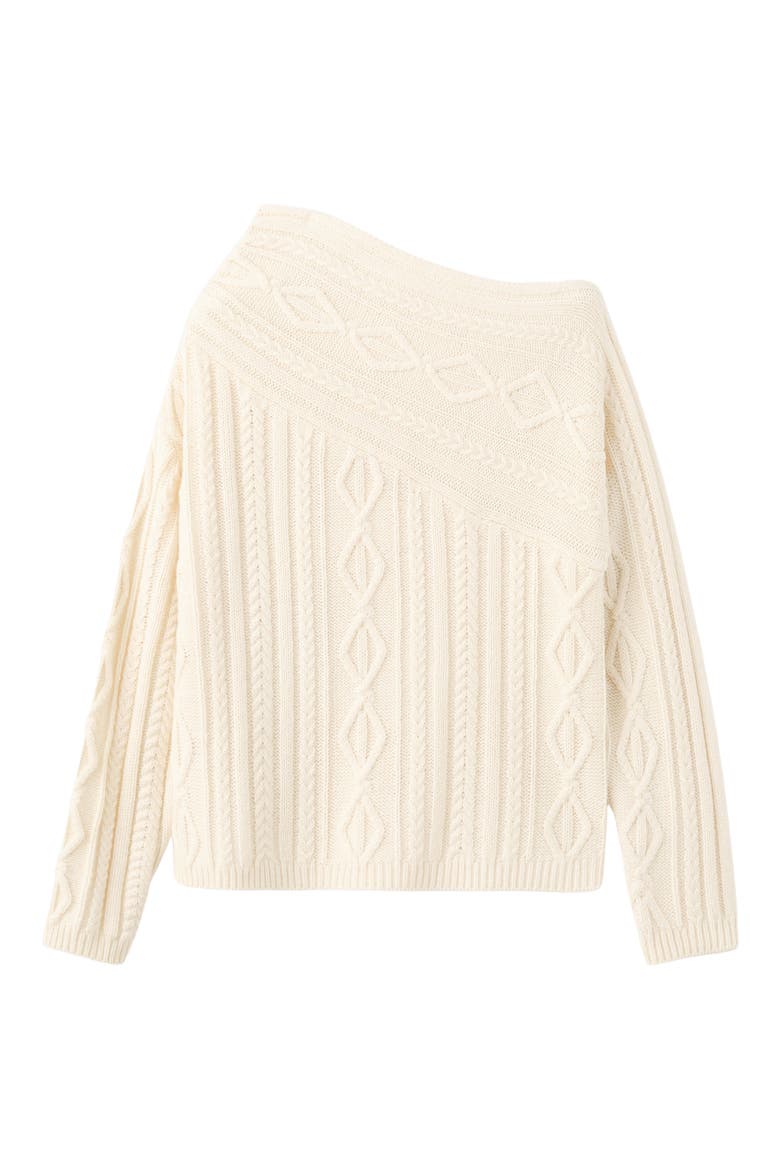Wolf One-Shoulder Sweater, Alternate, color, ECRU