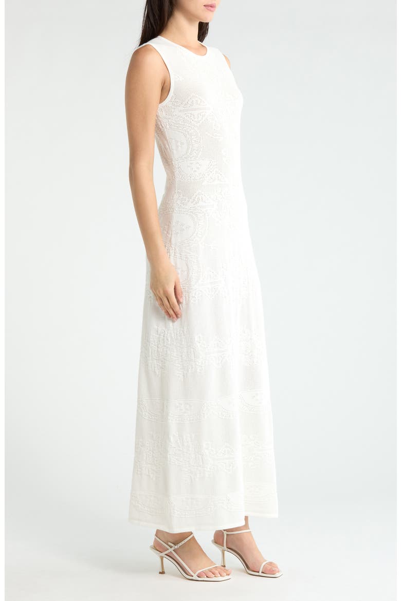 Ashley Paisley Jacquard Cotton Blend Dress, Alternate, color, WHITE