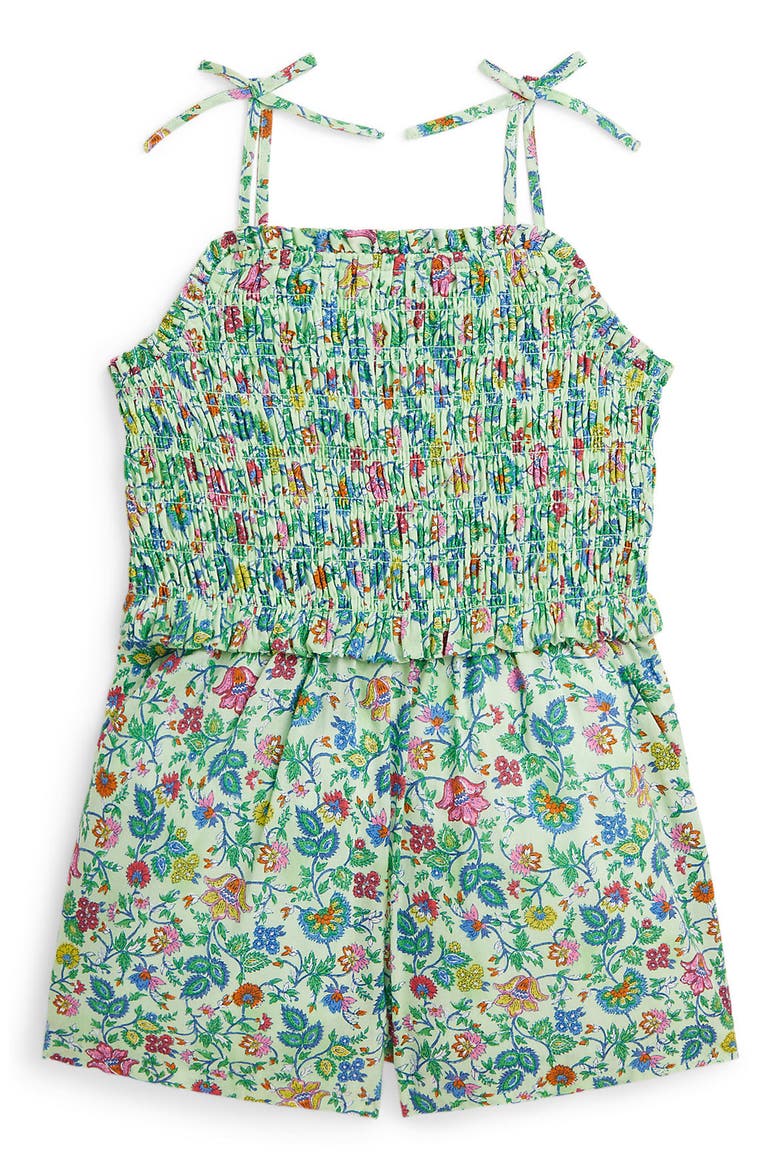 Kids' Floral Smocked Romper, Main, color, BOTANICAL WOODBLOCK