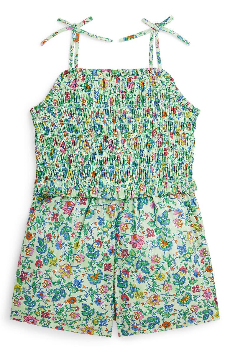 Ralph Lauren Kids' Floral Smocked Romper, Main, color, Botanical Woodblock