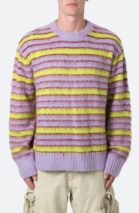 Striped Faux Mohair Sweater