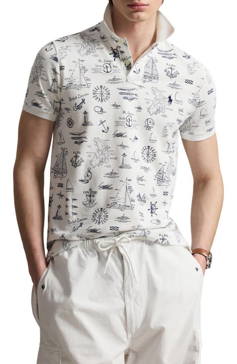 Classic Fit Nautical Cotton Mesh Polo