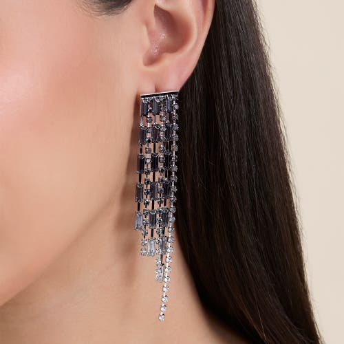 Jessica Simpson Tiered Crystal Fringe Earrings In Metallic