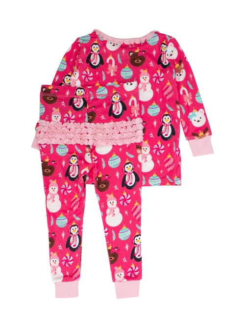 Rufflebutts Softsnooze Ruffle Long Sleeve Pajama Set, Signature Rear Ruffles In Pink