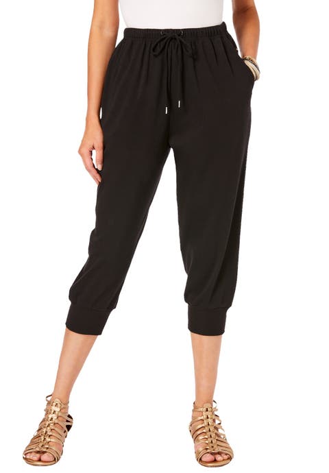 Plus Size Soft Knit Capri Pant With Drawstring Waist (Plus)