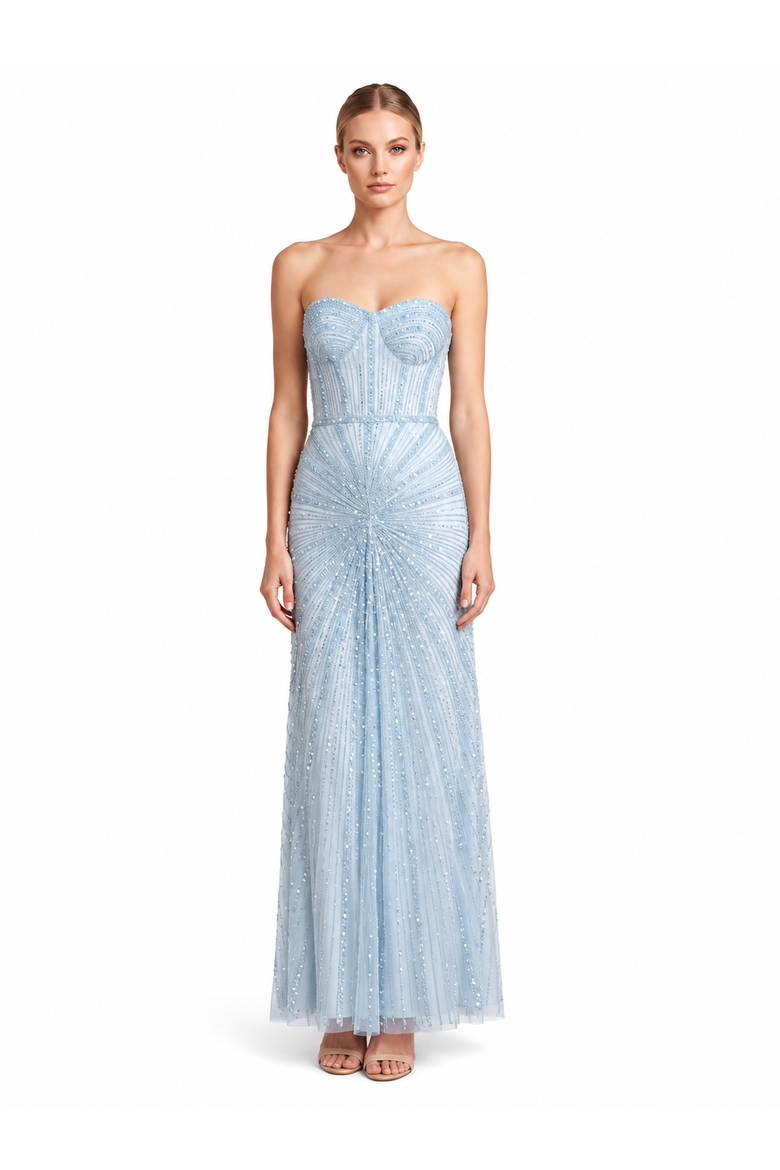 Strapless Beaded Gown, Main, color, SkyBlue