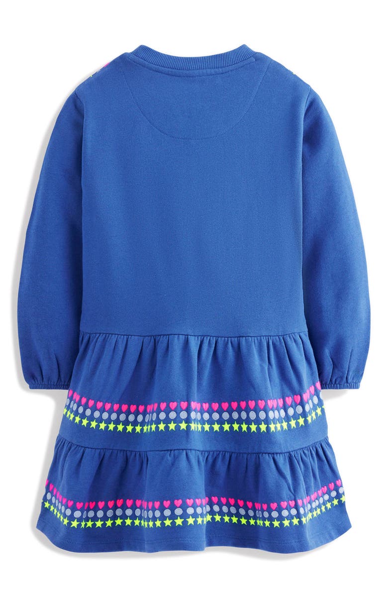 Mini Boden Kids' Drop Waist Sweatshirt Dress, Alternate, color, Bluejay Embroidery