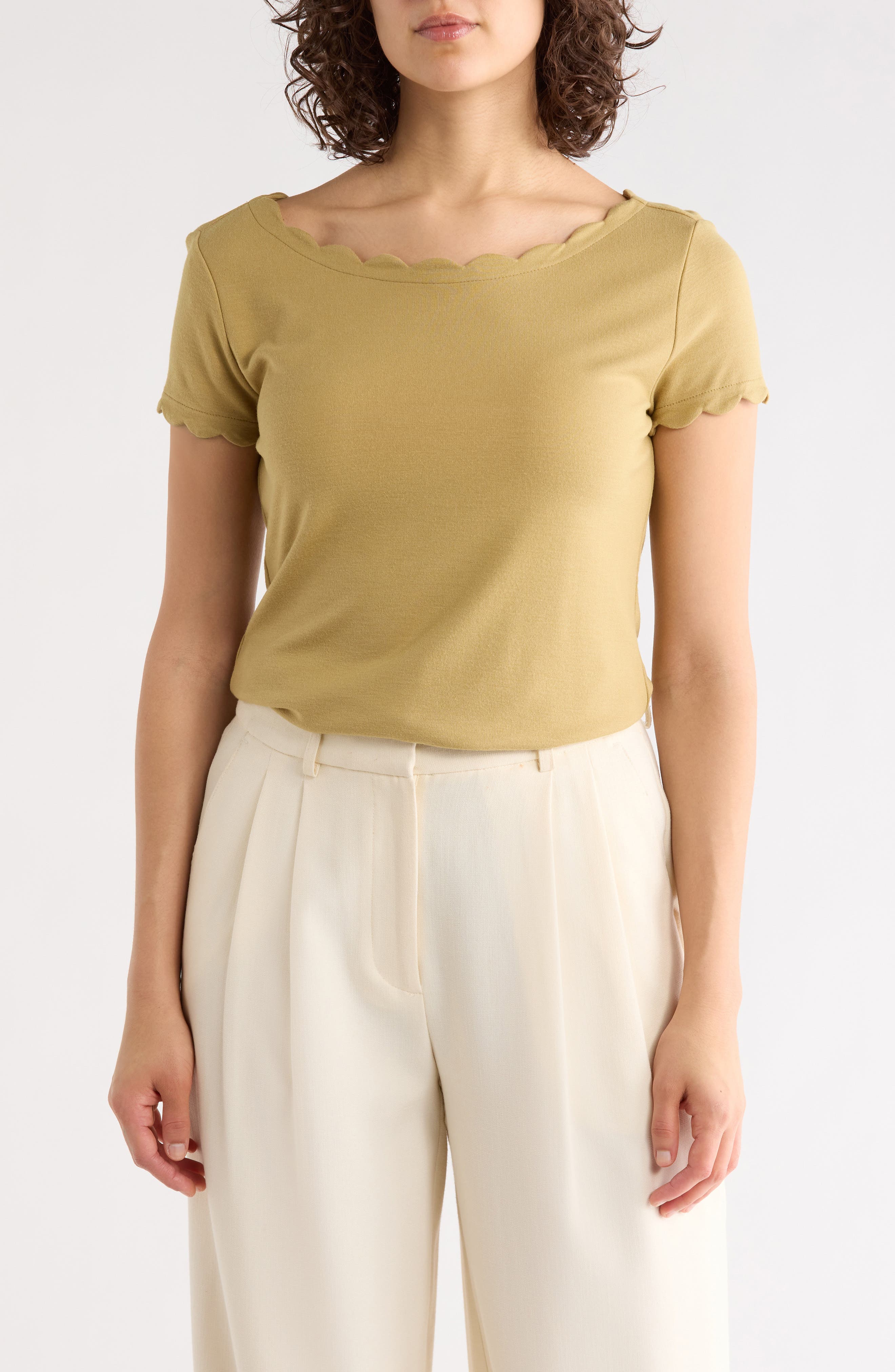 T Tahari Scalloped Knit T-Shirt