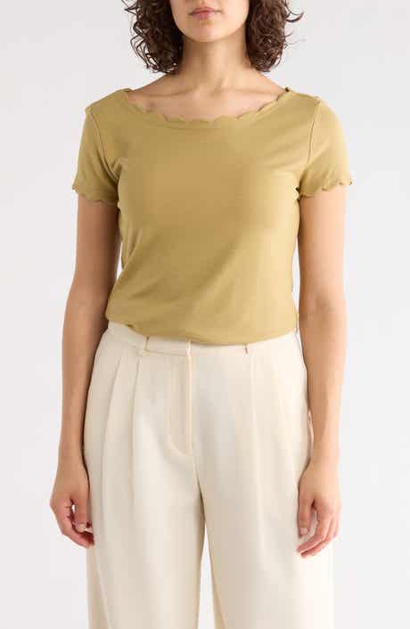 T Tahari Scalloped Knit T-Shirt