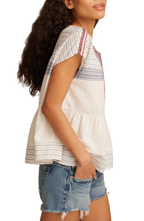 Lucky Brand Embroidered Cotton Top In Multi