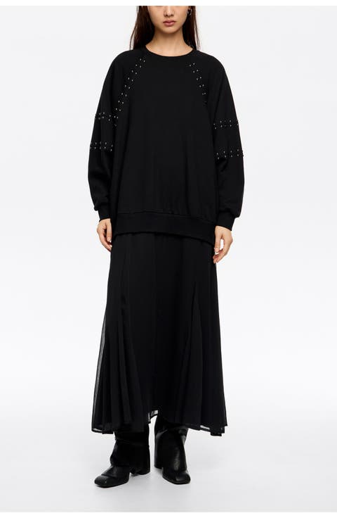 Studded Sweatshirt Dress