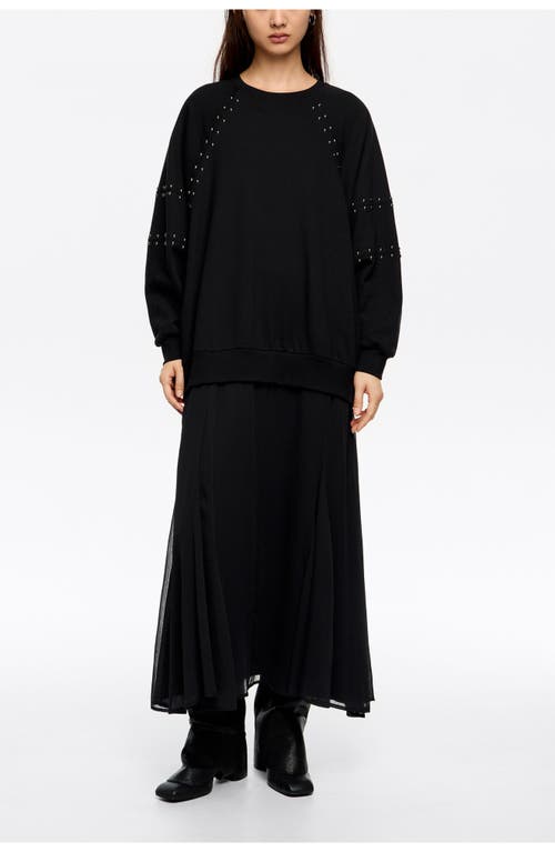 Bimba Y Lola Studded Sweatshirt Dress In Black