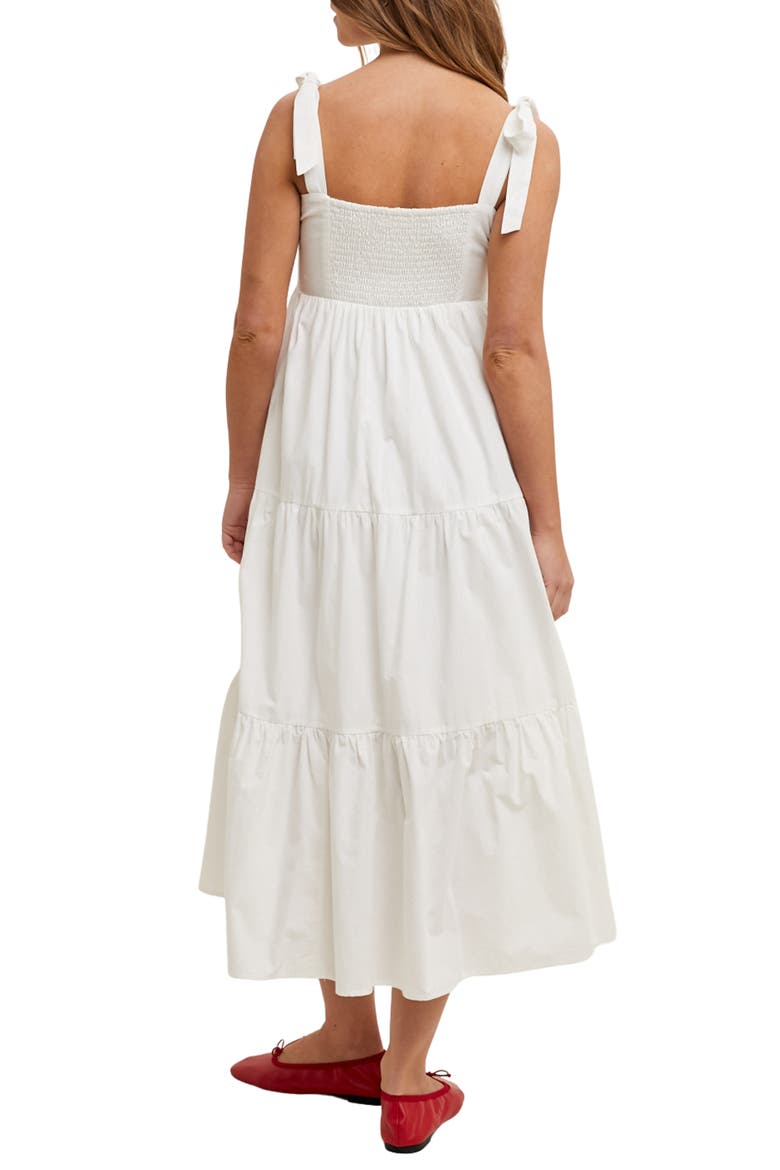 Tie Strap Pleated Bodice Cotton Sundress, Alternate, color, OFF WHITE
