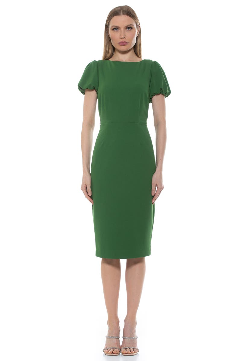 Alexia Admor Odette Puff Sleeve Midi Sheath Dress, Alternate, color,